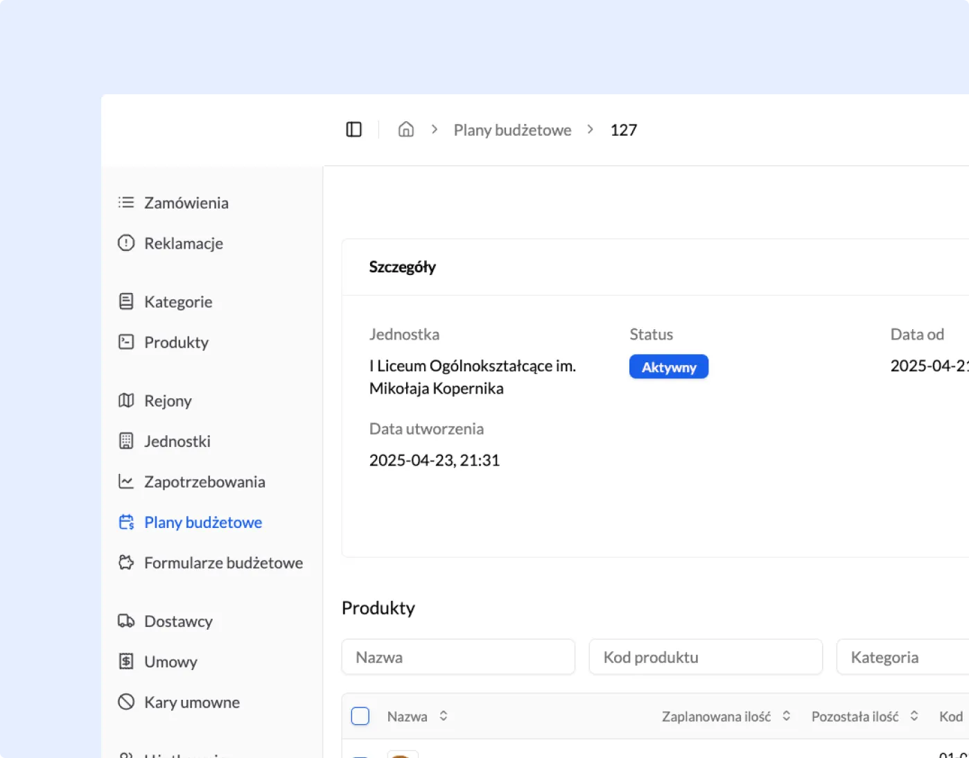 System zarządzania zakupami
